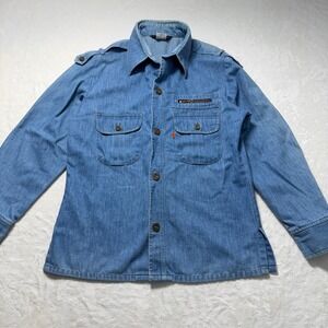 Vintage Levis Orange Tab Denim Mens Long Sleeve Button Up Blue Cotton Size M